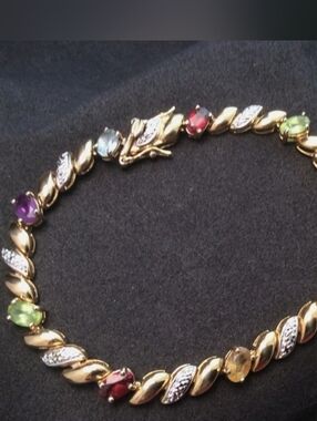 925 Sterling Silver  Ross Simon Multi Gemstone Tennis Bracelet , 13.6 grms